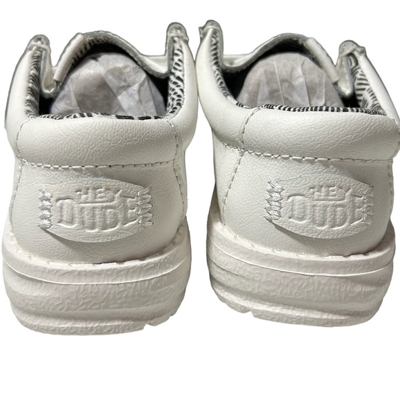 New Hey Dude Wally Leather Mono White Toddler Size 7 US EU 25 BNWOT - Picture 3 of 6